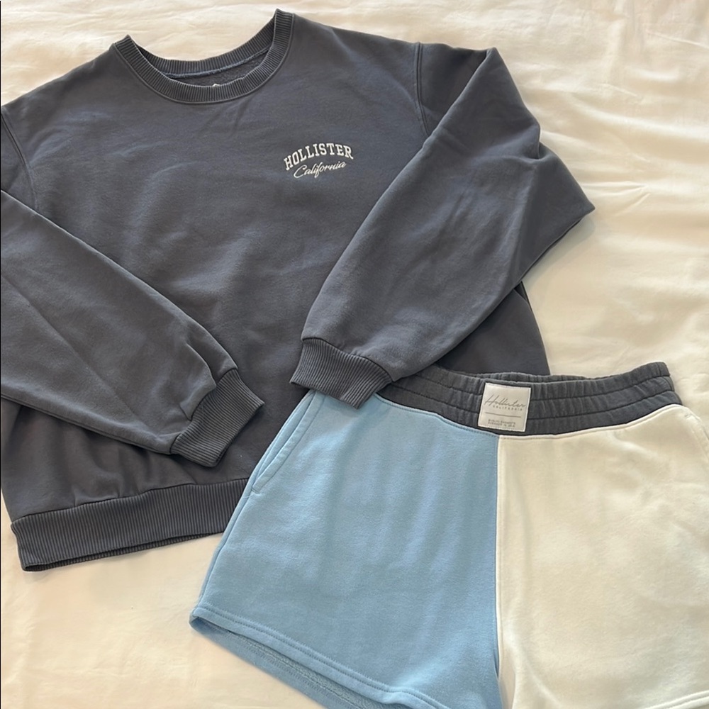 Hollister Blue Sweatshirt & Shorts Set